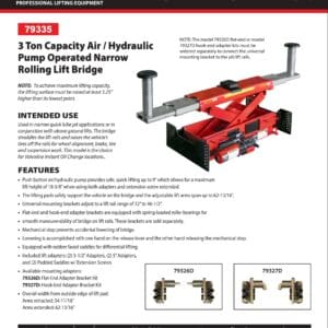 Rolling Lift Bridge - Air/Hyd. w/o Adapter Kit (Norco: model 79335)
