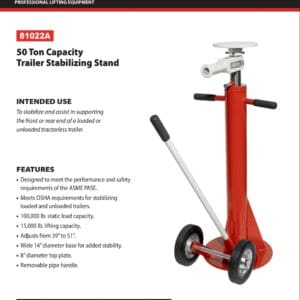 Trailer Stabilizer Stand, 50 Ton, with Wheels (Norco: model 81050)