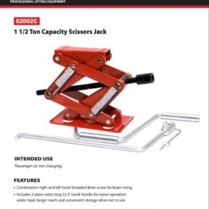 Service Jack, 1-1/2 Ton, Scissor Style (Norco: model 82002C)