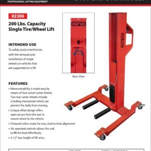 Wheel Lift, 200 lb. Capacity, Pneumatic Powered (Norco: model 82306)