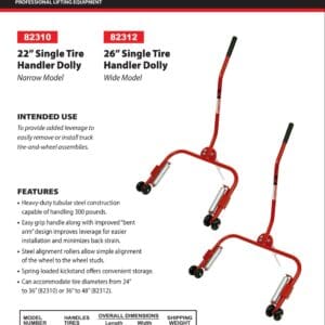 Tire Dolly, 26" Single Tire, Wide (Norco: model 82312)