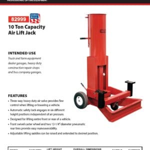 Air Lift Jack, 10 Ton, USA Made (Norco: model 82999)