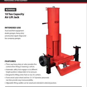 Air Lift Jack, 10 Ton, Import (Norco: model 82999Ai)
