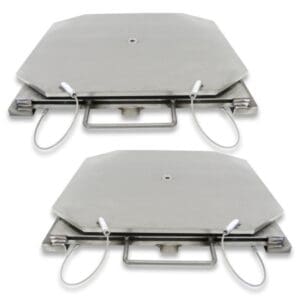 Turntables, Standard Duty, Stainless Steel, with handles, for Wheeltronics Racks, 1-3/4" Height, Set of 2 (QSP: model 89700)