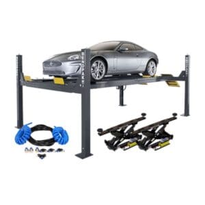 4 Post Lift, Alignment Rack Package, 14,000 lb. Capacity, Closed Front, Includes 2 Rolling Jacks (Bendpak: model HDS-14LSX)