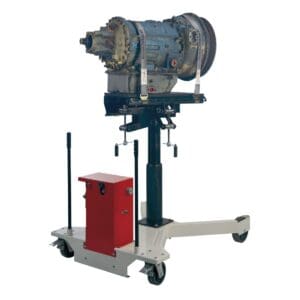 Transmission Jack, 3,500 lb. Capacity, 26"x16" Table, 4 Swivel Casters, 74" Lift, Motorized Pneumatic Operation (Stertil-Koni: model SKTJ-401S)